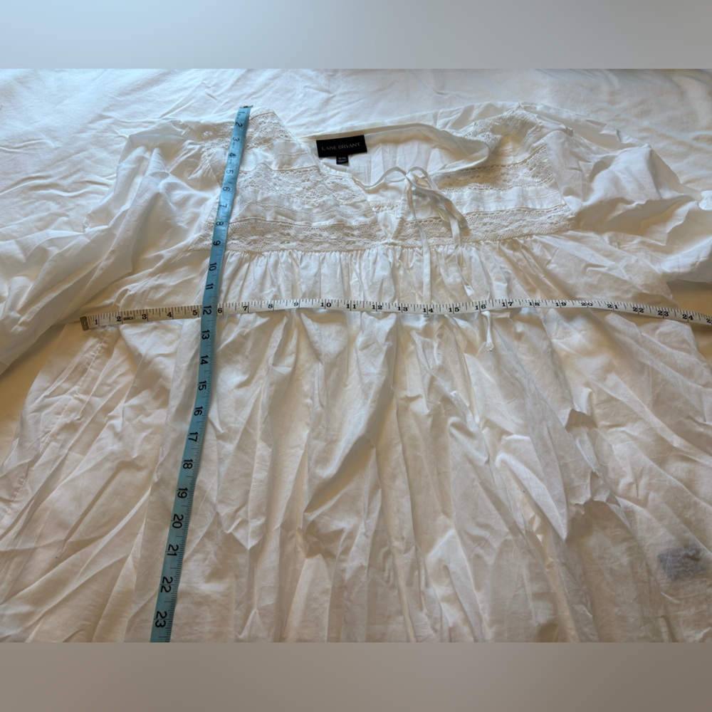 Lane Bryant White Peasant Blouse Plus Size 18 20 Lace Cotton Boho Cottagecore - Picture 5 of 5